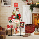 2 Pack Christmas Tree Photo Holder with 36 Round Clips and Metal Hanging Rack-Black