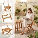 2 Pack Folding Chairs Sturdy Wood Dining Chairs with Slatted Backrest and Seat
