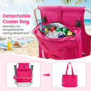 Folding Beach Chair with 7-Position Backrest & Cooler Bag
