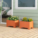 2 Pack Rectangular Planter Box with Drainage Gaps for Front Porch Garden Balcony