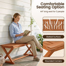 2-Person 44" Solid Wood Outdoor Bench with Slatted Seat for Patio Park Balcony