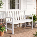 2-Person HDPE Outdoor Garden Bench with Backrest