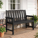 2-Person HDPE Outdoor Garden Bench with Backrest