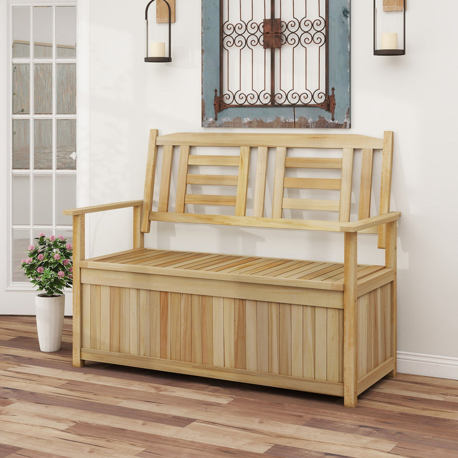 2-Person Storage Bench with 49 Gallon Capacity and Backrest