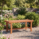 2-Person Outdoor Wood Bench with Slatted Seat - Set of 2