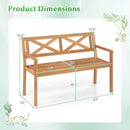 2-Person Patio Acacia Wood Garden Chair with Armrests and Backrest for Backyard
