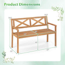 2-Person Patio Acacia Wood Garden Chair with Armrests and Backrest for Backyard