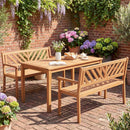 2-Person Patio Acacia Wood Garden Chair with Armrests and Backrest for Porch