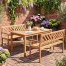 2-Person Patio Acacia Wood Garden Chair with Armrests and Backrest for Porch