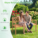 2-Person Patio Acacia Wood Garden Chair with Armrests and Backrest for Porch