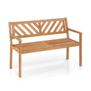 2-Person Patio Acacia Wood Garden Chair with Armrests and Backrest for Porch