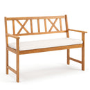 2-Person Acacia Wood Garden Bench with Removable Cushion
