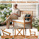 2-Person Acacia Wood Garden Bench with Removable Cushion