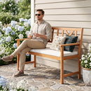 2-Person Acacia Wood Garden Bench with Removable Cushion
