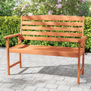 2-Person Wooden Garden Bench with Slatted Backrest and Comfortable Armrests