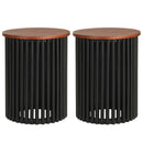 Round Acacia Wood Coffee Table Set - Walnut Finish