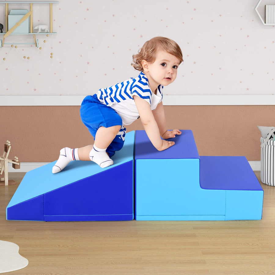 2-Piece Step and Slide Climber for Infants and Toddlers Baby Soft Play Set