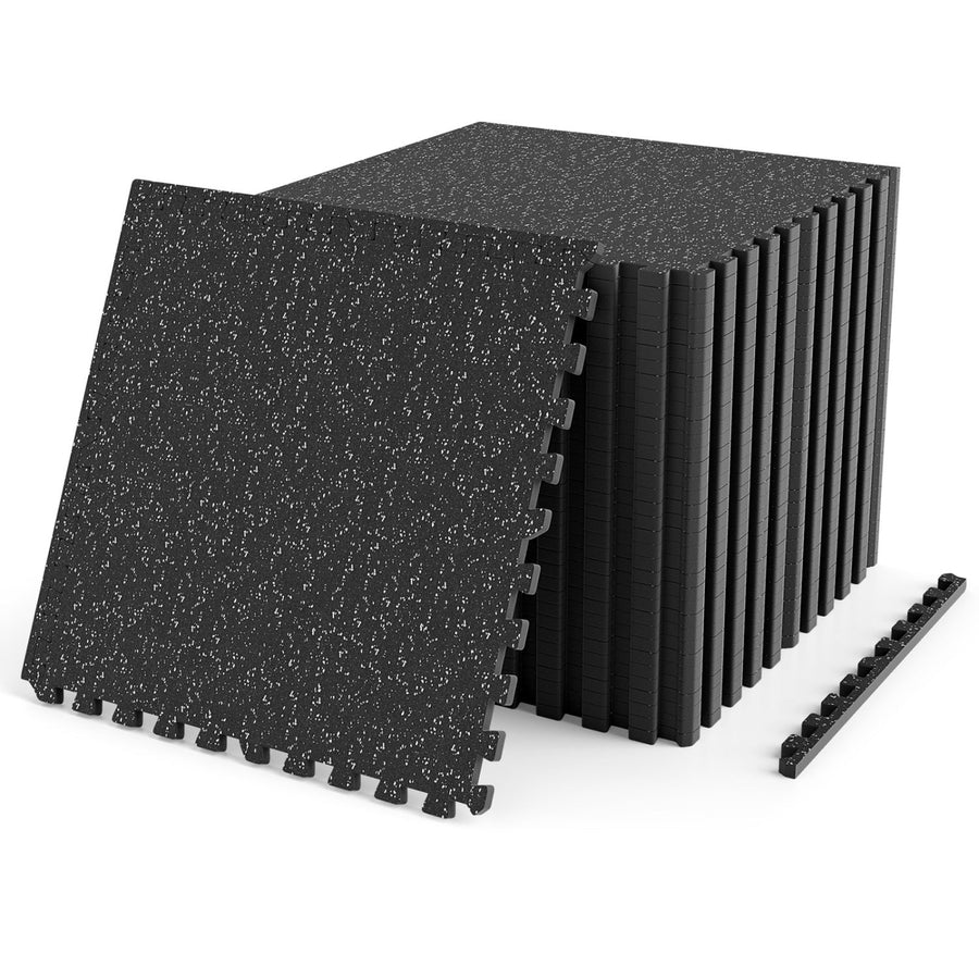 Interlocking Rubber Exercise Mat 140 Sq Ft with Borders
