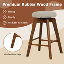 2 Pieces 26 Inch Backless Swivel Barstools with Linen Fabric Seat-Beige