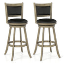 Set of 2 29 Inch Swivel Bar Height Stool Wood Dining Chair Barstool