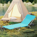 2 Pieces 5-position Lay Flat Beach Recliner with Carry Strap and Metal Frame