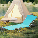 2 Pieces 5-position Lay Flat Beach Recliner with Carry Strap and Metal Frame