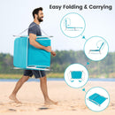 2 Pieces 5-position Lay Flat Beach Recliner with Carry Strap and Metal Frame