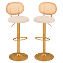 2 Pieces Bar Chairs with PE Rattan Backrest-360°Swivel and Height Adjustable