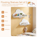 2 Pieces Floating Cloud Shelves Wall Mounted Storage Display Rack-White
