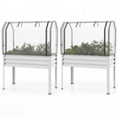 2 Pieces Galvanized Raised Garden Bed with Legs and Greenhouse Cover for Vegetable Flower