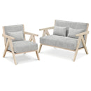 2 Pieces Living Room Furniture Set with Rubber Wood Frame