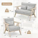 2 Pieces Living Room Furniture Set with Rubber Wood Frame
