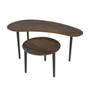 2 Pieces Mid Century Nesting Tables with Rubber Wood Legs-Walnut
