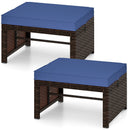 Multipurpose Outdoor 2 Pieces Patio PE Rattan Ottomans Footstool