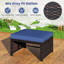 Multipurpose Outdoor 2 Pieces Patio PE Rattan Ottomans Footstool