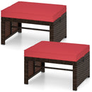 Multipurpose Outdoor 2 Pieces Patio PE Rattan Ottomans Footstool