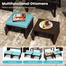 Multipurpose Outdoor 2 Pieces Patio PE Rattan Ottomans Footstool