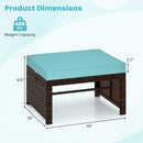 Multipurpose Outdoor 2 Pieces Patio PE Rattan Ottomans Footstool