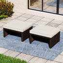 Multipurpose Outdoor 2 Pieces Patio PE Rattan Ottomans Footstool