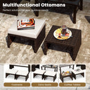 Multipurpose Outdoor 2 Pieces Patio PE Rattan Ottomans Footstool