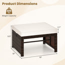 Multipurpose Outdoor 2 Pieces Patio PE Rattan Ottomans Footstool