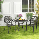 2 Pieces Patio Cast Aluminum Dining Chairs with Armrests-Bronze