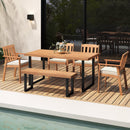 2 Pieces Patio Dining Chairs Outdoor Acacia Wood Chairs-White