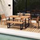 2 Pieces Patio Dining Chairs Outdoor Acacia Wood Chairs-White