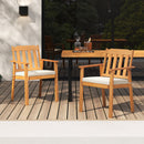 2 Pieces Patio Dining Chairs Outdoor Acacia Wood Chairs-White