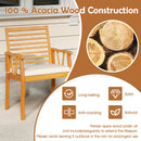 2 Pieces Patio Dining Chairs Outdoor Acacia Wood Armchairs Bistro Conversation Furniture-White