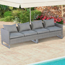 2 Pieces Patio Furniture Sofa Set with Cushions and Sofa Clips