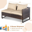 2 Pieces Patio Furniture Sofa Set with Cushions and Sofa Clips