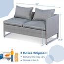 2 Pieces Patio Furniture Sofa Set with Cushions and Sofa Clips