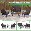 Patio Metal Dining Chairs with Cushions - Set of 2